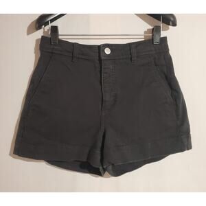 Everlane The Cotton Twill High Rise Shorts Womens Size 4 Organic Black Pockets